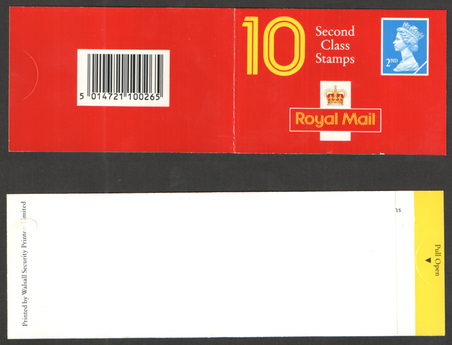 (image for) HC7 / DB19(13) Walsall 10 x 2nd Class Trial Booklet with Blank Gummed Label